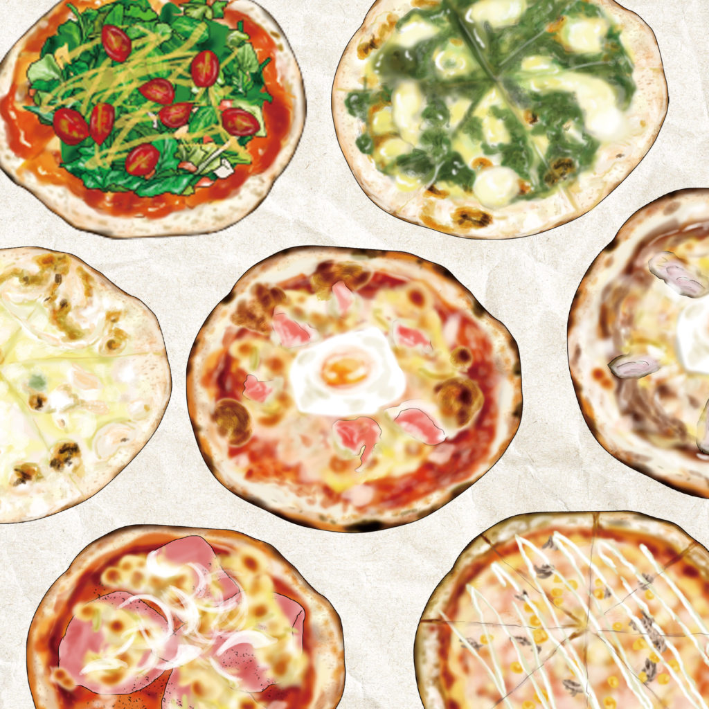 美味しいピザをお届け Pizza Cona ピザメニュー デザイン Delicious Illustration